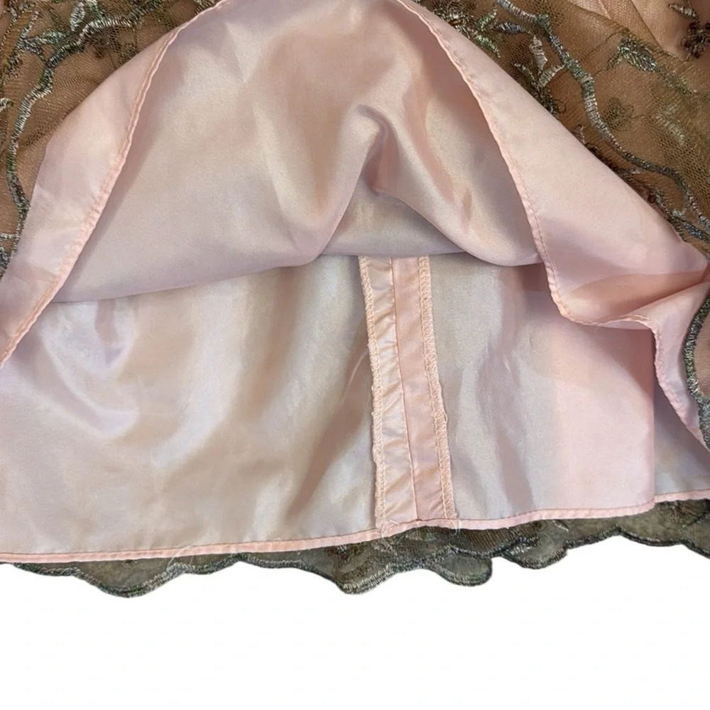 Laura Ashley Toddler Velvet Holiday Dress Pink Embroidered Party 24M Beaded Bow